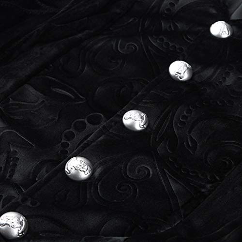 Hanican Fashion Mens Coat Swallowtail Stage Long Jacket Gothic Steampunk Lapel Uniform Outwear, Black, XL