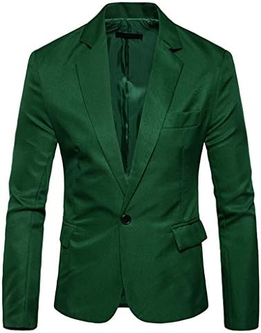 FEHAAN Mens Slim Fit Suit Side-Vent One-Button Coats Jacket Light Green