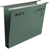 Leitz Ultimate Clenched Bar Suspension File, A4, Squared Base, Pack of 50, Tabs Included, Green, Ultimate Range, 17430055