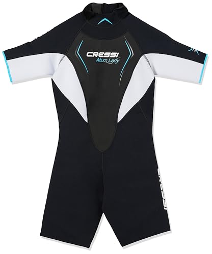 Cressi Womens Altum 3mm Wetsuit One piece shorty for Lady in 3 mm double lined neoprene, Black Pink, XS UK