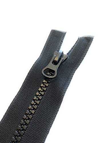 ADS Zipper Black Chunky No.5 Plastic Zip with Thumb Autolock Puller Open End #5 Zipper, 61 inch - 155 cm (Open End)