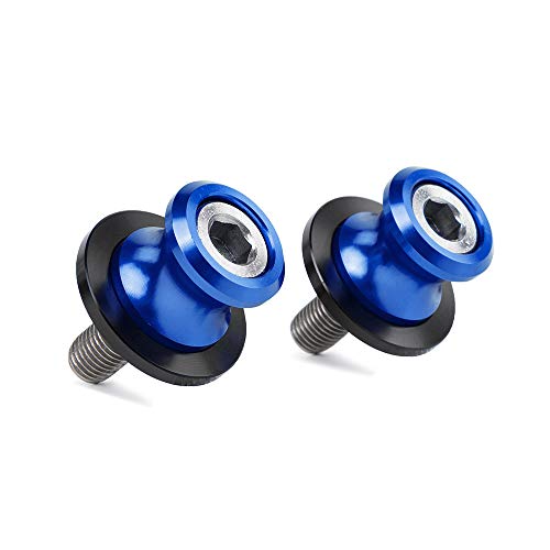 XX eCommerce Motorcycle Motorbike 1 Pair Swingarm Swing arm 6mm Slider Spool Stand Screw Stud Bolt Nut Kit for Yamaha R1 R3 FZ MT 07 09 Aprilia (Blue)