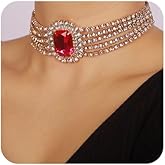 fxmimior 5Tier Boho Fashion Prom Shinny Full Rhinestones Circle Choker Necklace Dainty Layered Sexy Body Chain Choker Necklace Dainty Green Blue Silver Halloween Christmas Necklace Jewelry Gift for Women