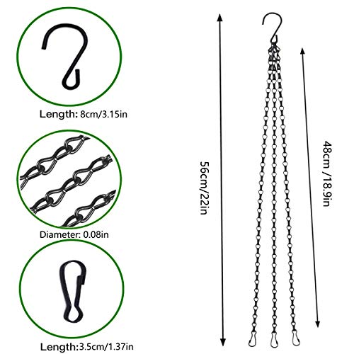 Hanging Basket Chains 3 Leads 6 Pack, 22 Inches Flower Pot Chain Hooks