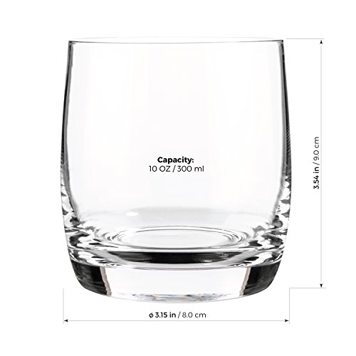 Luxbe - Scotch & Whiskey 10.1-ounce Glasses, Set of 4-100% Hand Blown Lead-free Crystal - Barware Old Fashioned Cocktail Glass Cups -Elegant, Liquor or Bourbon Tumblers