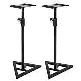 ZENY Pair of Studio Monitor Speaker Stands Height Adjustable Concert Band DJ Studio Floor Stands w/Stable Triangle Base, Black