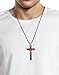 Catholica Shop Religious Wear Handcrafted Cherry Wood Crucifix Corded Necklace Cross Pendant for Men and Women. Made in Brazil - 2.4 Inches