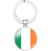 vmcoatdu Ireland National Flag Key Chain Keyring Gift Men Women Keychain Stainless Steel and Inlaid Glass Materials