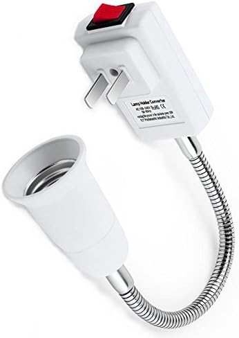 CHHUI 7 inch Flexible Plug in Light Socket Extender with Switch E26 E27 Adapter Extension for Wall Night Lights LED Bulbs (2 Pack)