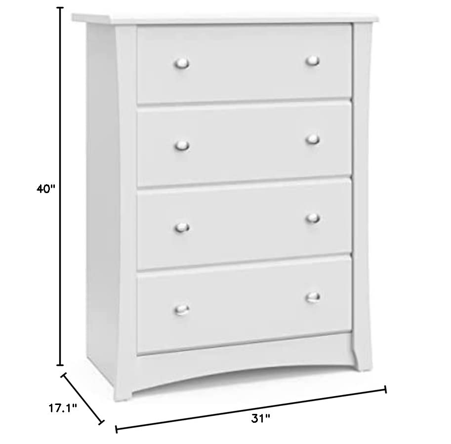 Storkcraft Crescent 4 Drawer Chest (White) GREENGUARD Gold Certified