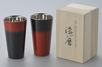 Amazon 山中漆器 漆磨 シーマ 荒川文彦作 2重構造ストレートカップ 赤彩 黒彩 山中漆器 漆磨 シーマ ホーム キッチン