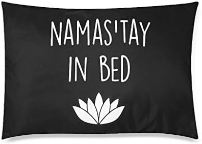 DemonCo(TM) Namaste Namast'ay In Bed Lotus Flower Pillowcase Throw Pillow Case Cushion Cover Shams 20 x 30 Inches Two Sides,Black White Decorative Bedroom Home Decor