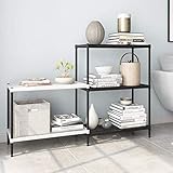Rackaphile 3+2 Tier Bookshelf Adjustable Shelving Metal Storage Display Shelf Bookcase Utility Kitchen Storage Rack Organizer for Under Staircase, Bathroom, Pantry, Black and White