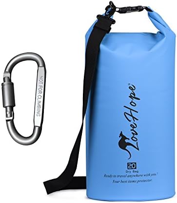 Lovehope Waterproof dry bags 5L/10L/20L 600D PVC Waterproof Dry Bag for Boating and Camping, Rafting, Swimming, Camping, Hiking, Beach, Fishing,Snowboarding. (Blue, 5L)
