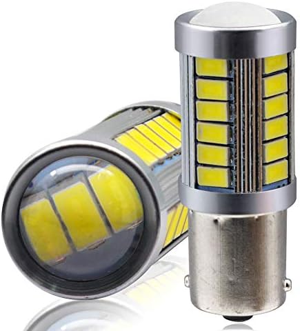 LncBoc 1156 BA15S 33SMD 5730 Chipsets LED Bulbs High Luminance For Car Auto Turn Signal Backup Reverse Lights Xenon White Colour 6000K Pack of 2 1156-32/7020-2