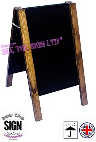 Large Professional Medium Oak A Frame Chalkboard/Blackboard. Fitted with Tough Melamine™ Hard Plastic, Non Porous Panels - Easy to Clean. 1000 x 610 for Chalk Markers and Chalk. Double Sided.