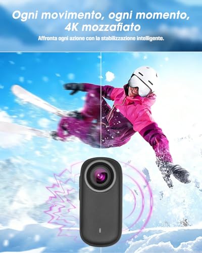 NNYYMH 4K Action Cam, Mini Body Cam with 64GB SD Card, Waterproof up to 30m, 180 Minutes Battery, 150° Wide Angle and 1.47 Inch Display, Vlog Camera
