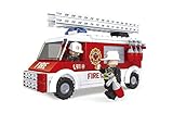 Fire Rescue Brigade Ausini Fire Truck with A Swivel and Extendable Ladder 150pc Set Educational Building Blocks Set – Best Gift For Boys and Girls