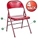 Flash Furniture 4 Pack HERCULES Series Triple Braced & Double Hinged Red Metal Folding Chair