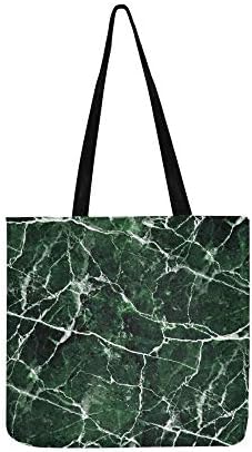 Green Marble Texture Tile Canvas Tote Handbag Shoulder Bag Crossbody Bags Purses for Men and Women Shopping Tote