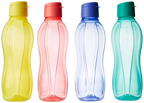 Tupperware Fliptop Plastic Bottle Set, 1 Litre, Set of 4, Multicolour Tupperware Fliptop Plastic Bottle Set, 1 Litre, Set of 4, Multicolour