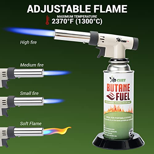 Jo Chef Pro Butane Torch Refillable Torch Lighter Head, Hand Held