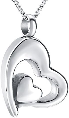 Elegant Heart Pendant Cremation Urn Necklace Ashes Keepsake Memorial Jewelry+Fill Kit (blue)