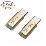 USB Type C Adapter,Valuetom Micro USB 2.0 to Type C Adapter Plug Converter Connector with 56k Resistor for LG G5, Nexus 5X, Nexus 6P, OnePlus 2 and Other Devices with Type C port (2Pcs/Pack,Gold)