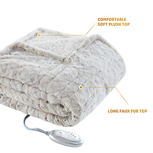 Hyde Lane Sherpa Electric Throw Blanket Premium Snow Leopard 60x70