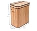 BirdRock Home Double Laundry Hamper with Lid and Cloth Liner | Bamboo | Natural | Easily Transport Laundry Basket | 2 Section Collapsible Hamper | String Handles