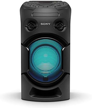 Sony MHC-V21D High Power Portable Party Speaker with Bluetooth Connectivity (Karaoke & Guitar Input, Speaker Light, Bluetooth & NFC, DVD Playback) - Black