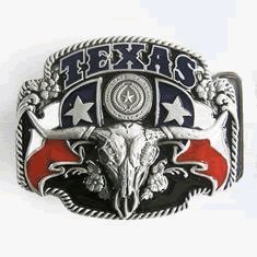 Texas Pride Long Horn Skull Belt Buckle