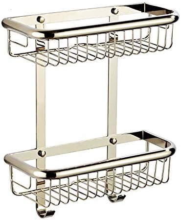 cfxdxayd Bathroom Shelf,Shower Shelf,Kitchen Shelf，Gold-plated Rectangular Bathroom Wall-mounted Double-layer Rack 30 Cm, Copper Bearing 20kg