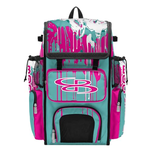 Boombah Superpack Bat Bag - Backpack Version (no wheels) - Holds 4 Bats - Graffiti Drip Turquoise/Fluorescent Pink/White at Amazon