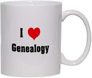I Love/Heart Genealogy Mug for Coffee / Hot Beverage 11 oz. BLACK