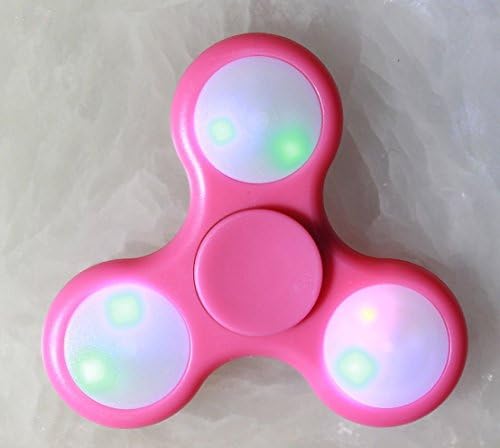 The LED Light Up Fidget Spinner with Clickable On/Off Lights w/ 3 Light Modes and Replaceable Batteries - Perfect for Relieving Stress/Anxiety and Boosting Attention - Pink