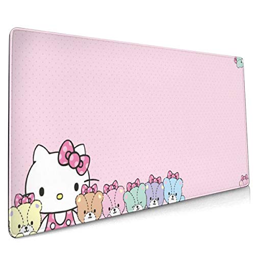 Large Gaming Mouse Pad Hello Kitty with Friends Extended Desk Pad for Computers Thick Keyboard Mouse Mat Non-Slip Rubber Base Mousepad 35.43 X 15.75 X 0.12inch