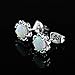 Hypoallergenic Flower Stud Earrings Women White Fire Opal Gemstone Earring White Gold Plated Jewelry Gift Ladies