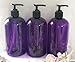 SanDaveVA Brand 16oz Purple Plastic Bottle PET Round Bottles w/Black Lotion Pumps 3 bottles/PK and Kraft Labels
