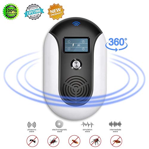 Mosquito Repellent, Electronic Ultrasonic Pest Repeller Variable Frequency Mouse Pest Repellent Effective Indoor Home Plug-in Bug Repellent Pest Control for Wasp Squirrel Cockroach Ant (black)