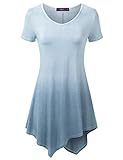 Doublju Scoop Neck Tie-Dye Ombre Tunic Top (Plus size available)