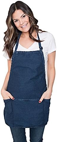 Premium Chef Three Pocket Apron 3 Pockets Great for Restaurtants, Bistros, Chefs, Baker, Servers, Waitress, Waiter, Craftsmen (Denim)