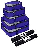 HERO Packing Cubes (5 Set) - Travel Organizers with 2 Bonus Laundry Bags - Includes Ebook on How To Pack A Suitcase by Asher & Lyric