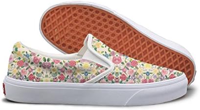 Lalige Red Flower Pink Flower Gold Flower Womens Breathable Canvas Slip-on Slip-ons
