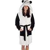 Emolly Fashion Panda Bathrobe with Hood Soft and Warm Robe for Women with Pockets