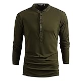Fancyqube Mens Long Sleeve Button Placket Henley T-shirts