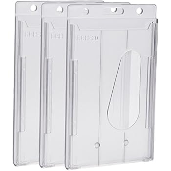 Outus Vertical 2-Card Holder Plastic Credit Card Holder Rigid ID Badge Protector, 3 Pack