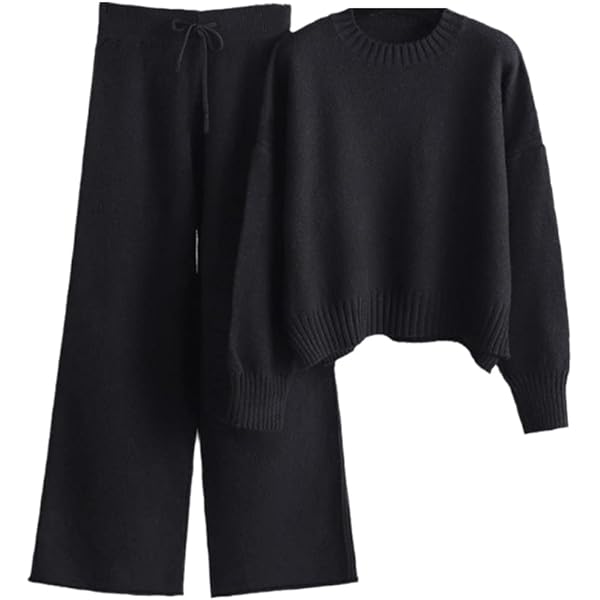 Amazon.com: Kelsiop Autumn Winter 2 Piece Wide Leg Pants Set Plus