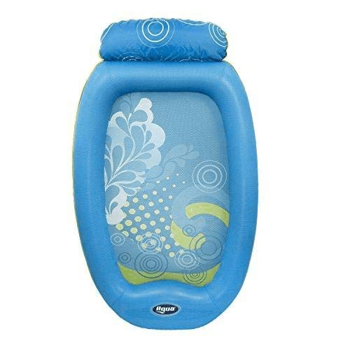 Aqua Leisure 2 Pack, Ultra Comfort Water Pool Lounger, X-Large with Foot/Headrest & Deluxe Pool Chair, Blue Waves