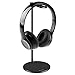 Full Aluminum Headphone Stand Headset Holder- Gaming Headset Holder with Thick Leather Pad Non-Slip Silicone Earphone Stand for All Headphone Sizes, Black